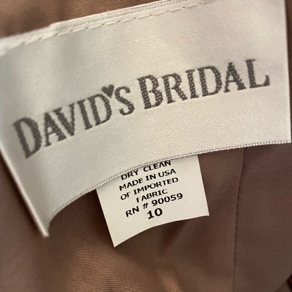 David’s Bridal size 10 short bridesmaids dress beautiful mushroom brown color - Picture 2 of 8